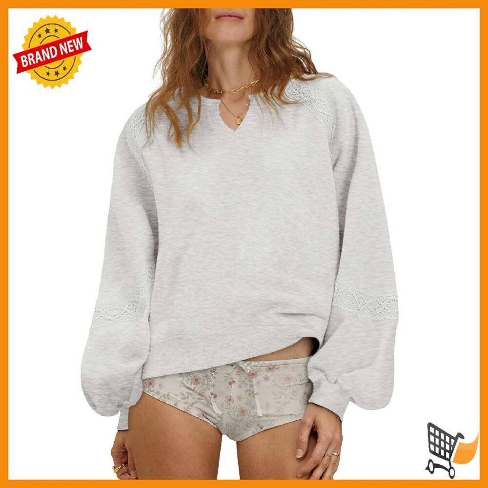 Oversized Cropped Sweatshirt Fleece Pullover Women's Fall Fashion Top
